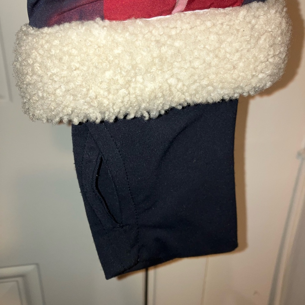 SAM Mackenzie Lamb Shearling Plaid Goose Down Jacket Red Blue Women's XS - Picture 5 of 11